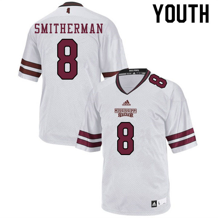 Youth #8 Maurice Smitherman Mississippi State Bulldogs College Football Jerseys Sale-White - Click Image to Close